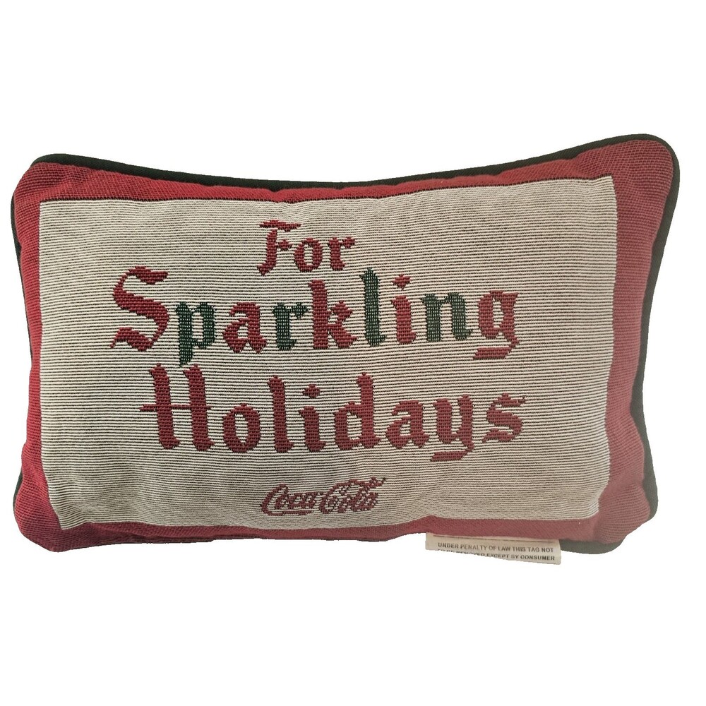 Vintage Coca-Cola Tapestry Christmas Pillow 1999 Uncommon 13x9" Reversible USA